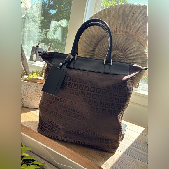 Fendi Brown and Black Patterned Tote - Picture 1 of 17